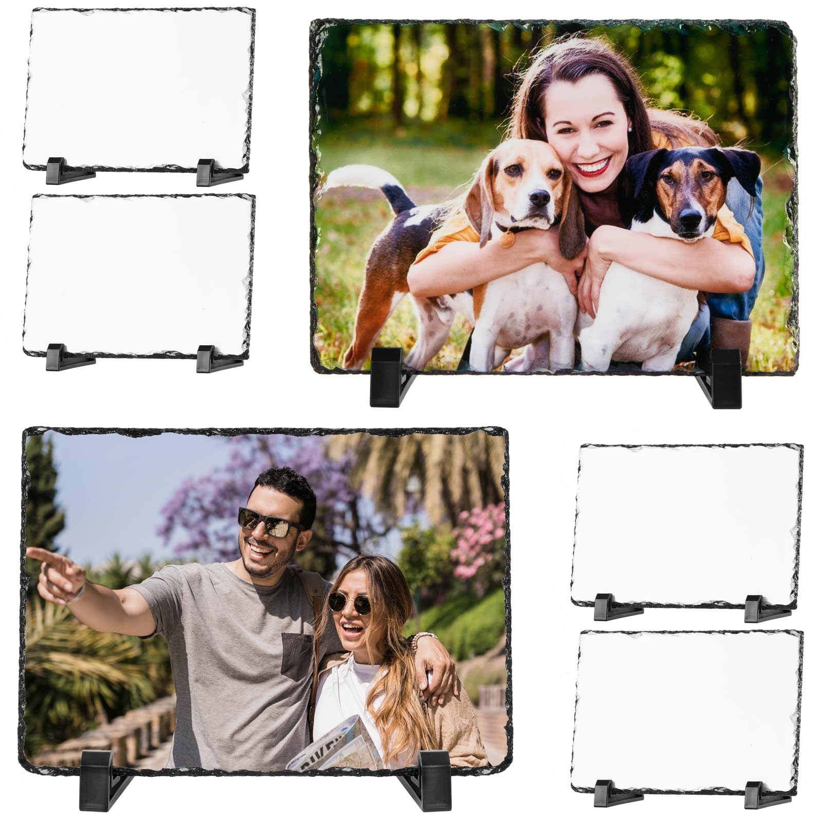 Square Sublimation Slate Blanks – 6 Pack | 19.7 x 14.7 cm Greenstone Frames