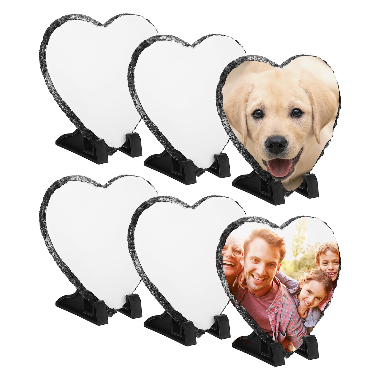 Heart Sublimation Slate Blanks – 6 Pack | 15 x 15 cm Photo Frames