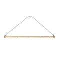 Natural solid wood telescopic tapestry hanger with adjustable rod, white hanging rope, and four silver mounting clips on a white background 