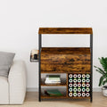 Craft Organization And Storage Cabinet Compatible With Cricut Machines, Crafting Cabinet With Drawer & 25 Vinyl Roll Holder, Craft Table Desk Workstation For Craft Room Home.Rustic Brown.