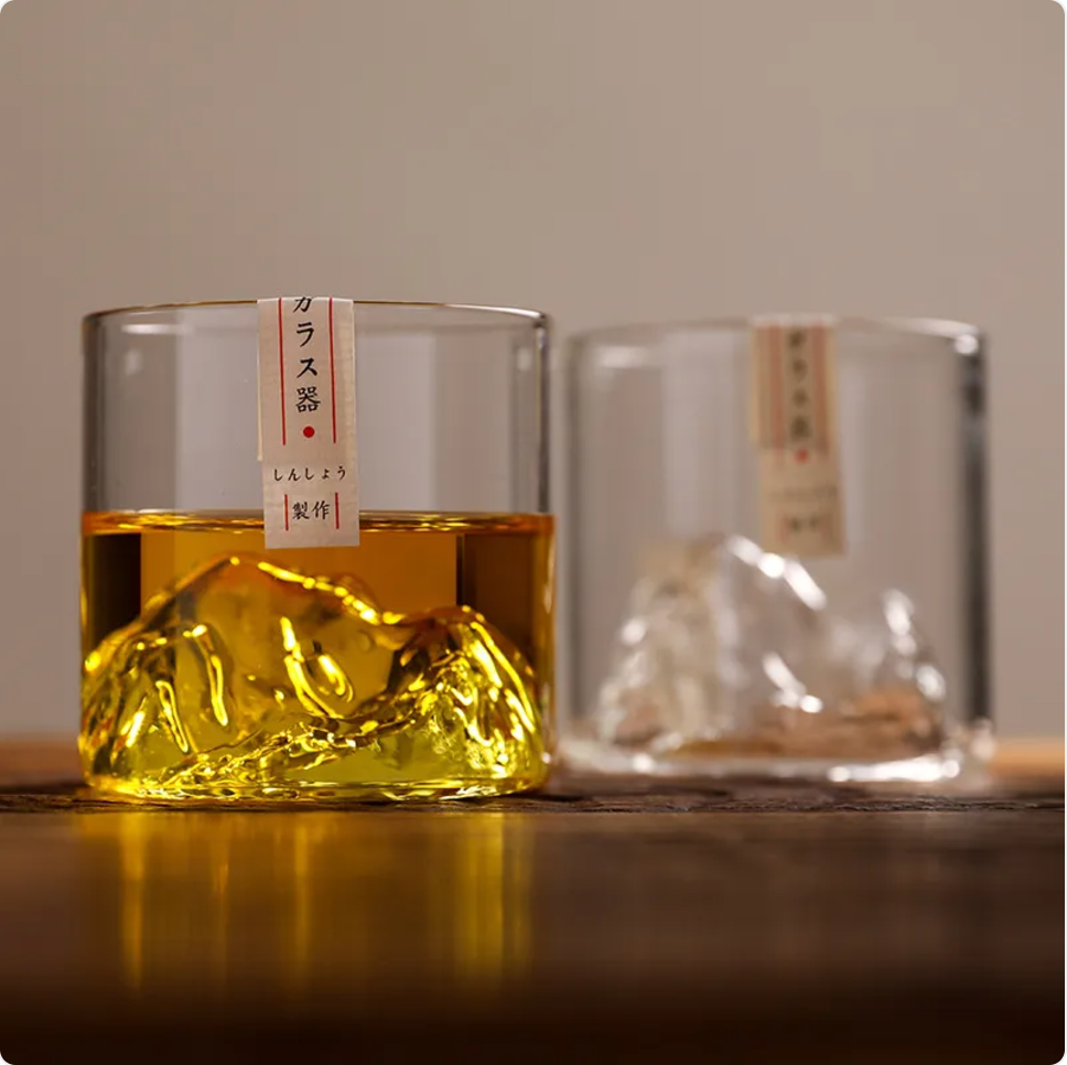 Guanshan Handcrafted Whisky Glass Set – Heat-Resistant Tumbler with Premium Wooden Gift Box