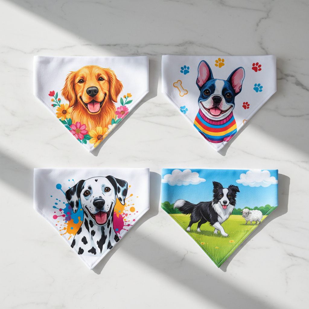 Dog Bandanas – Breed Prints Flat Lay