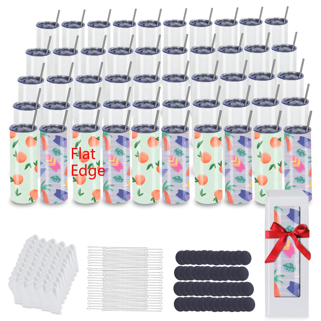 20oz Sublimation Tumblers – Bulk 50 Pack | Skinny Straight Blank Gift Boxed