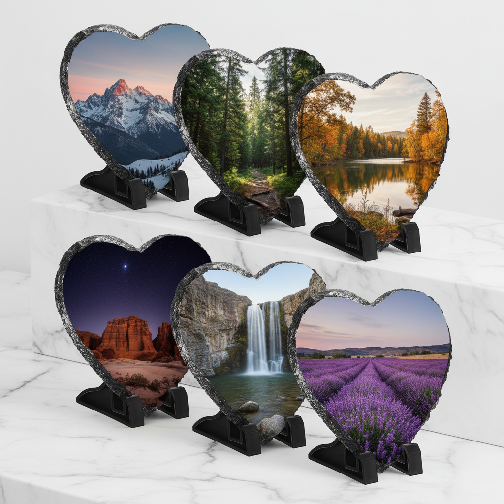 Heart Slate Blanks – Nature Prints Flat Lay