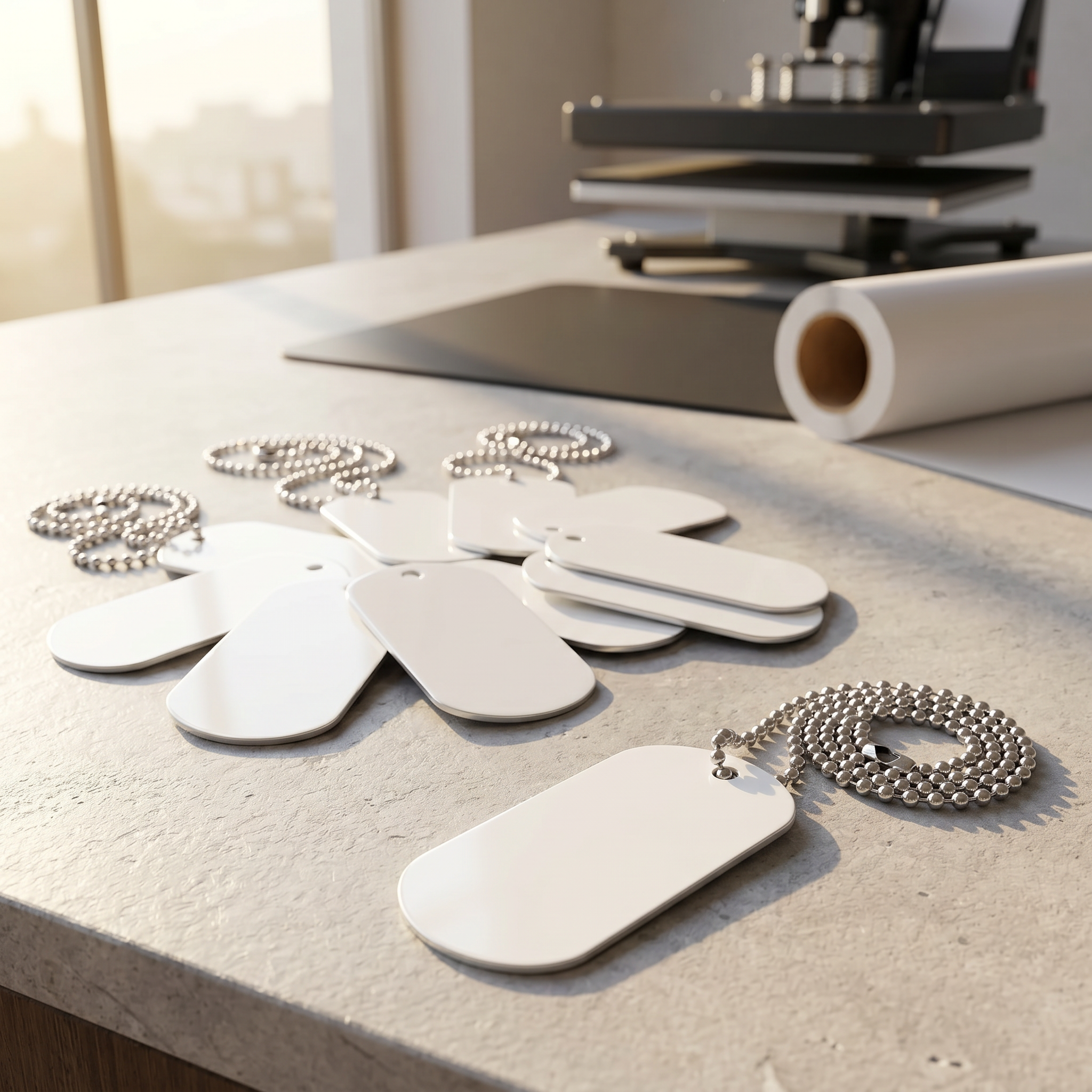 18 pcs Sublimation Dog Tags Blanks ，Sublimation Necklace Blank Metal Sublimation Tag Pendants Double Sided Blank Sublimation Tags，Dog tag Chain Dog tag Sublimation Blank Metal