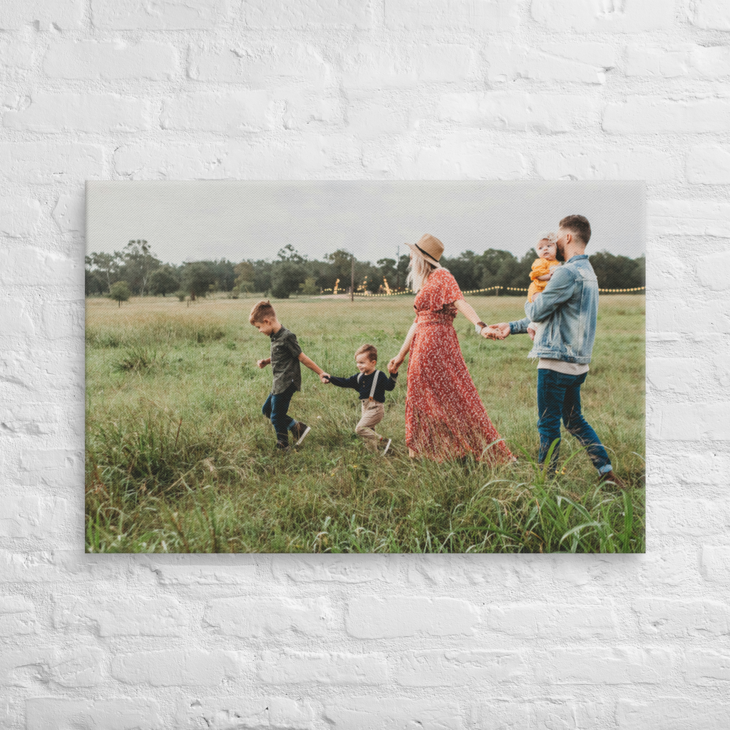 A vibrant canvas print featuring an outdoor scene, suitable for home decor.